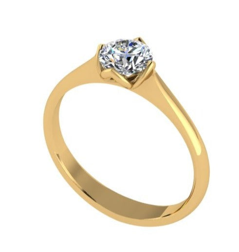 CLASSIC FOUR PETAL SOLATAIR DIAMOND ENGAGEMENT RING WITH TAPERING BAND-Sivana Diamonds