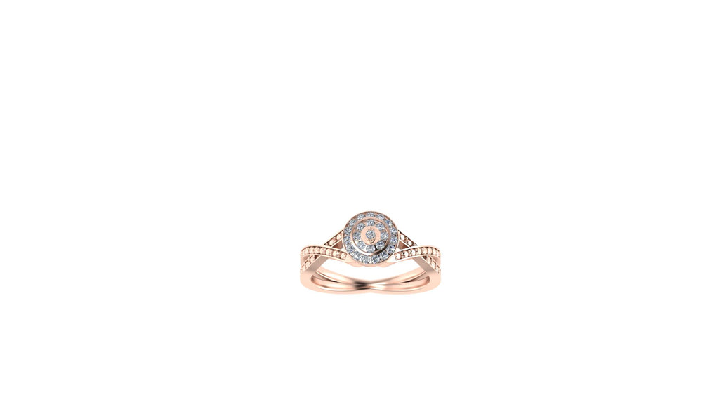 CLUSTER DIAMOND ENGAGEMENT RING WITH DIAMONDS SET ON CROSS OVER SHANK-Sivana Diamonds