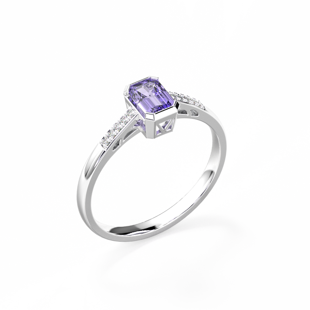 Diamond ring with tanzanite side stones deals