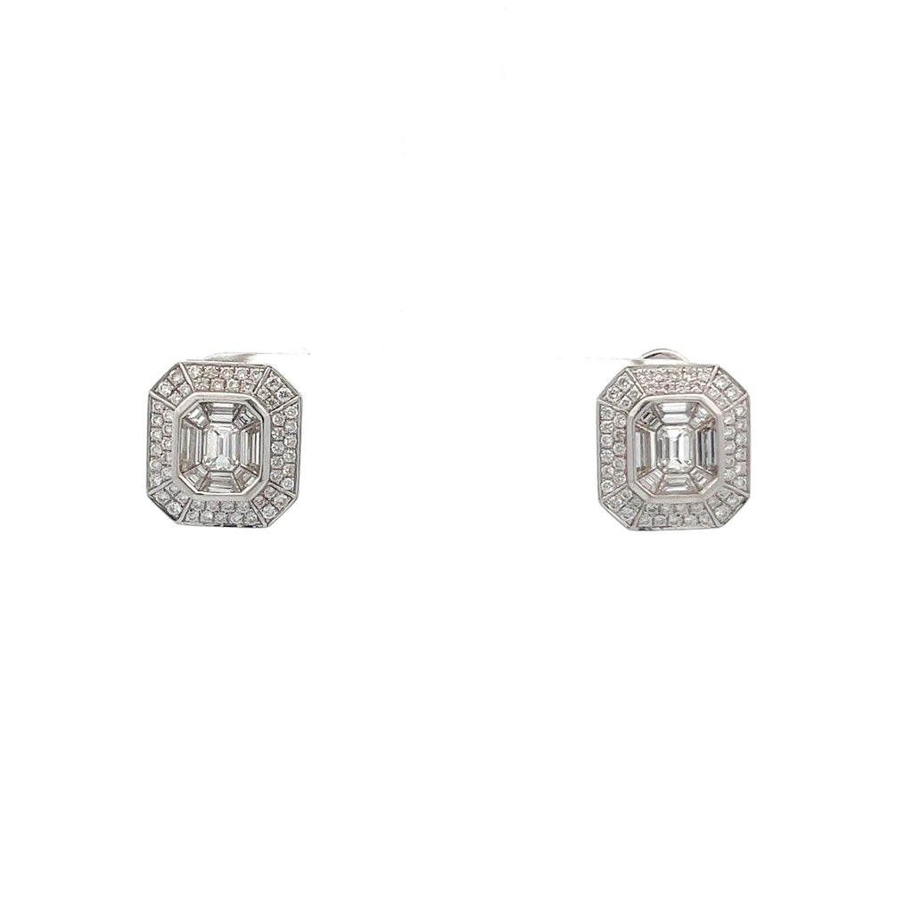 Fancy Invisible set Baguette Diamond Designer Earrings