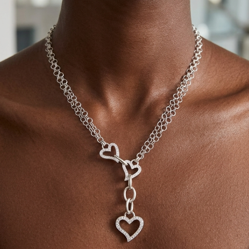 Triple Heart Pendant Necklaces