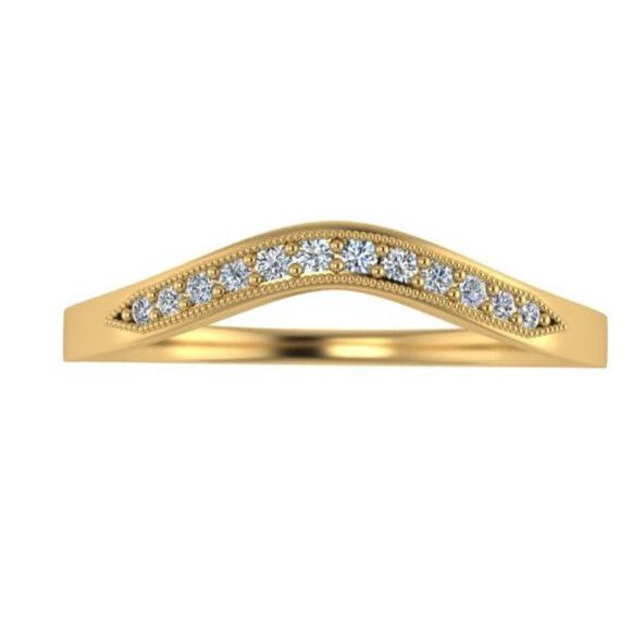 Curved Diamond Pave Half Eternity Band --eb