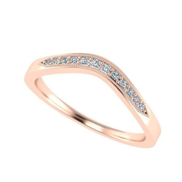 Curved Diamond Pave Half Eternity Band --eb