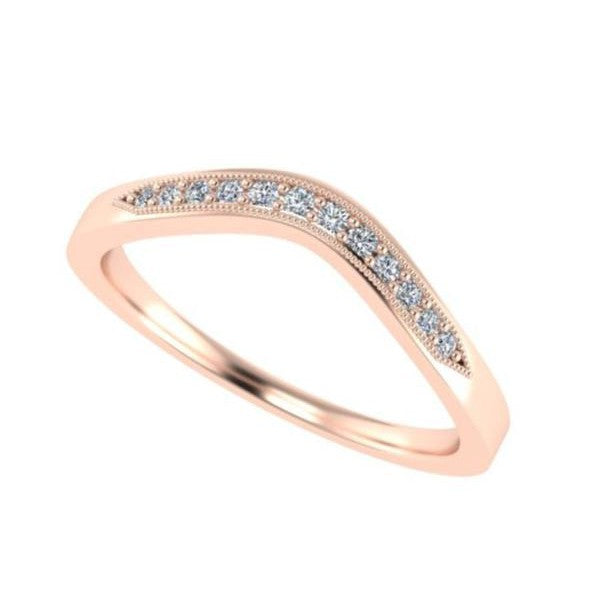 Curved Diamond Pave Half Eternity Band --eb