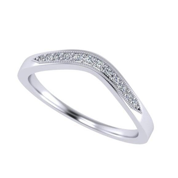 Curved Diamond Pave Half Eternity Band --eb