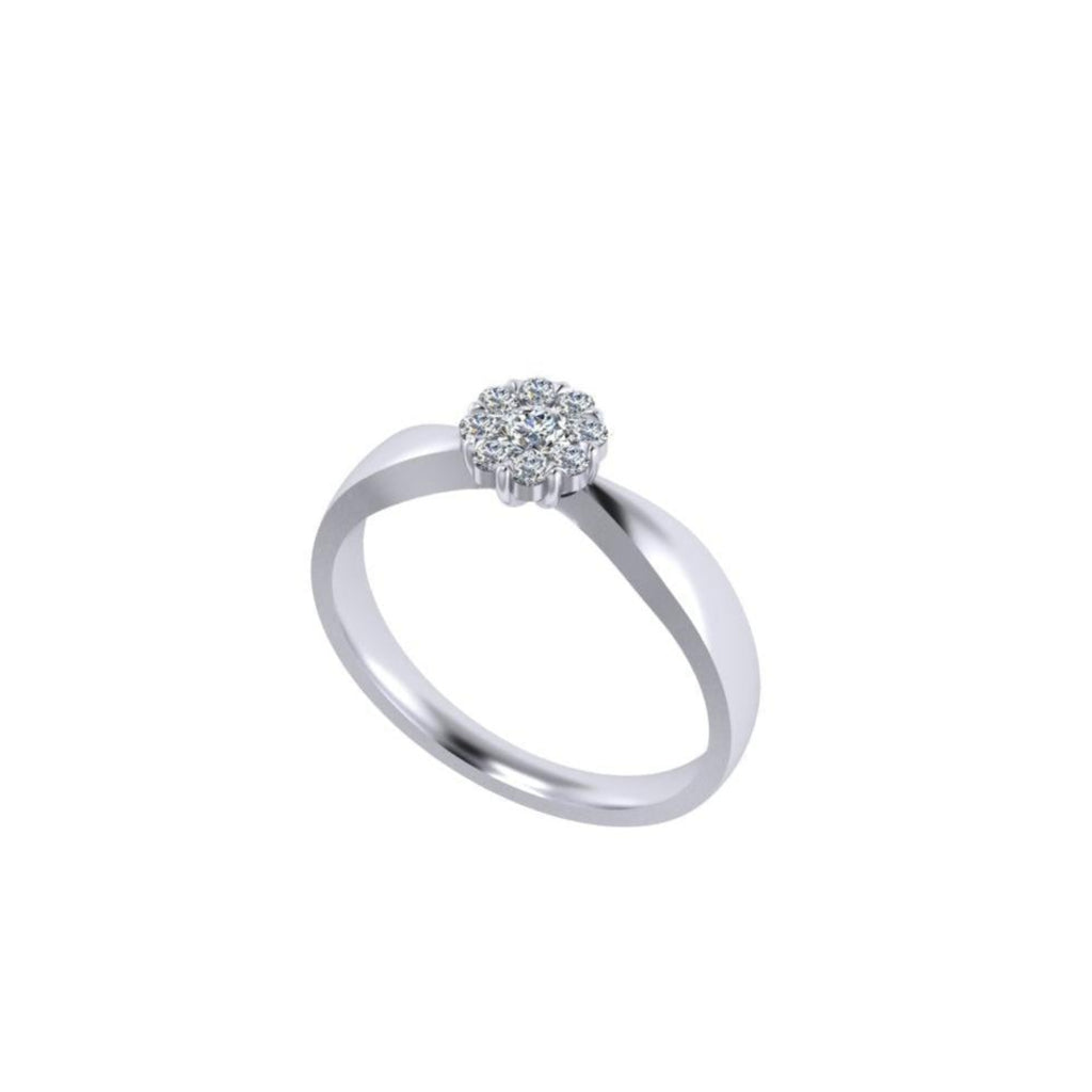Twist Shank Diamond Cluster Engagement Ring