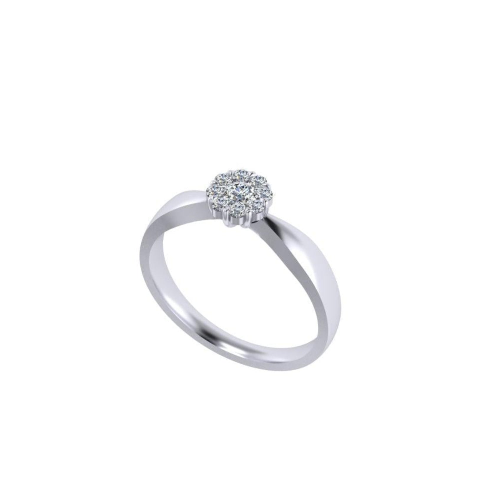 Twist Shank Diamond Cluster Engagement Ring