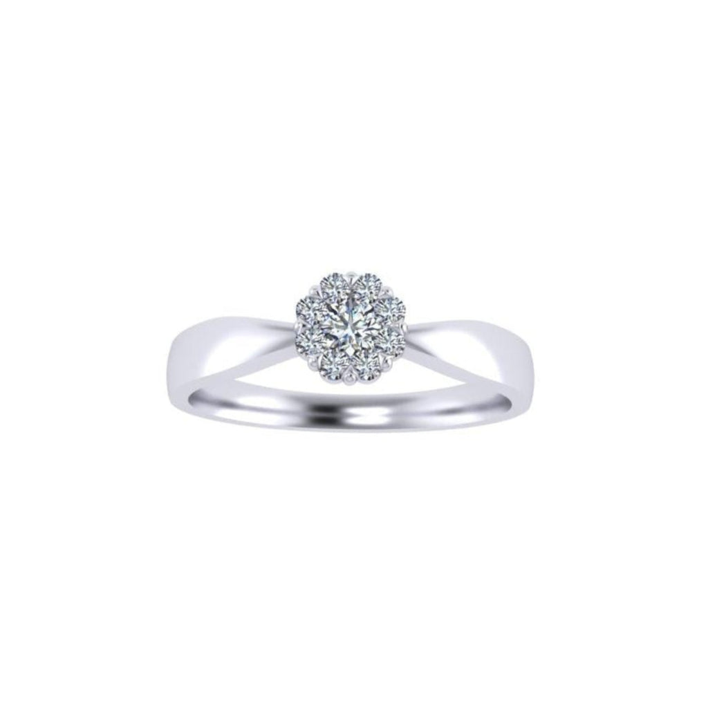 Twist Shank Diamond Cluster Engagement Ring