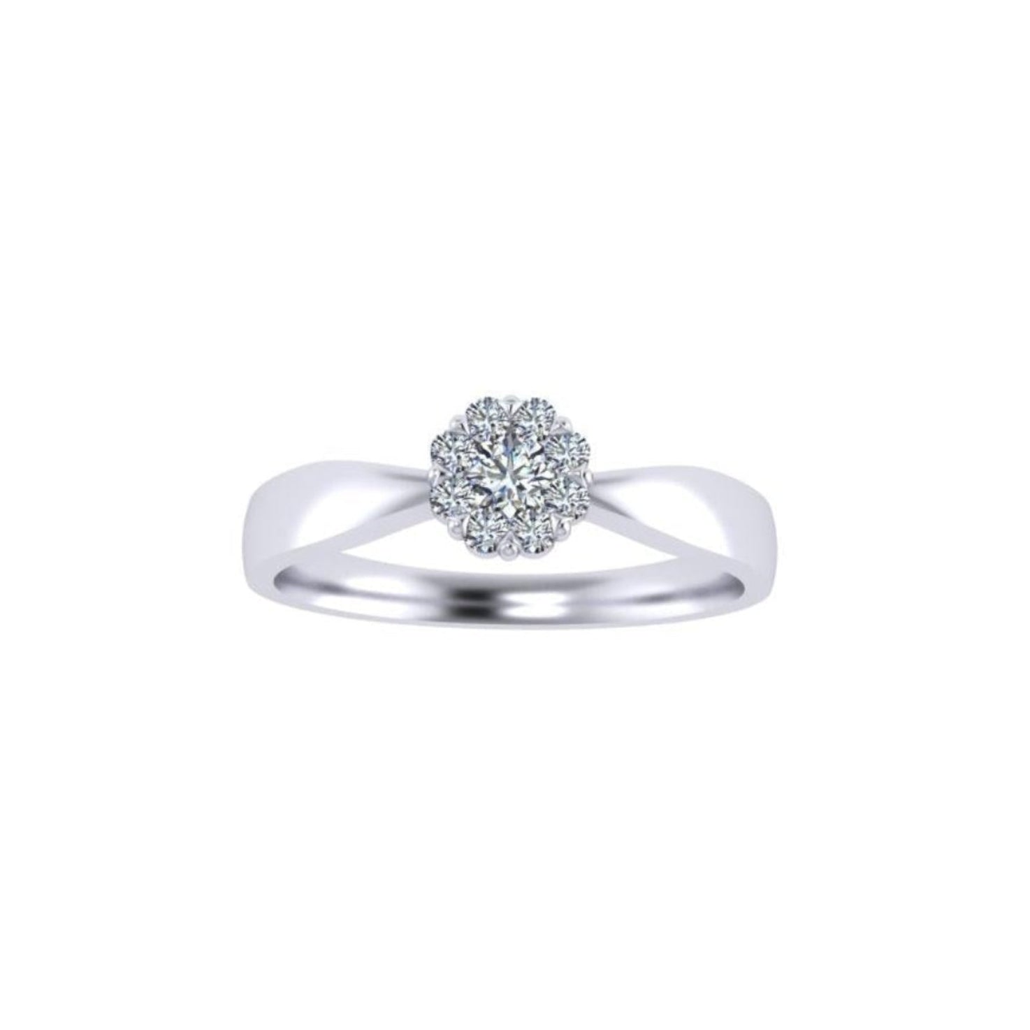Twist Shank Diamond Cluster Engagement Ring
