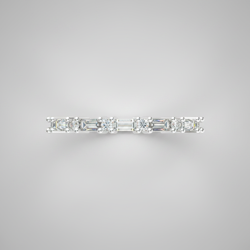 Gold Whimsical Diamond and Baguette Wedding Band – Timeless Sivana Luxury
