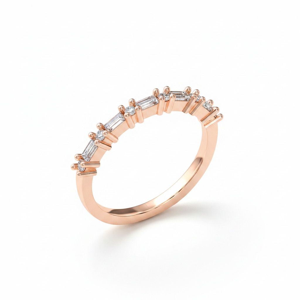 Gold Whimsical Diamond and Baguette Wedding Band – Timeless Sivana Luxury