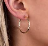 9ct rose gold twisted hoop earrings 30mm