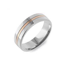 Two-Tone Male Wedding Band with a center red gold stripe. (WB1468)-m--mwb