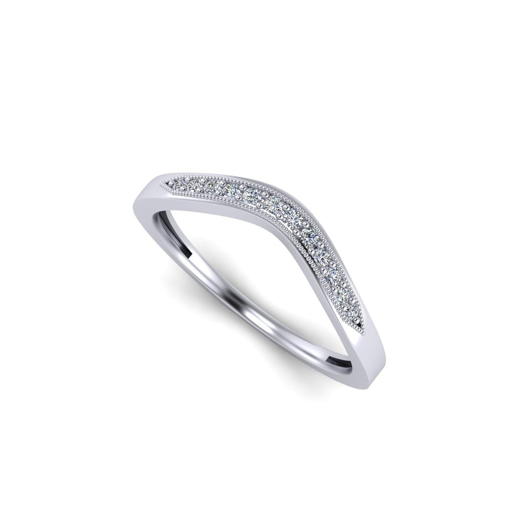 Curved Diamond Pave Half Eternity Band --eb