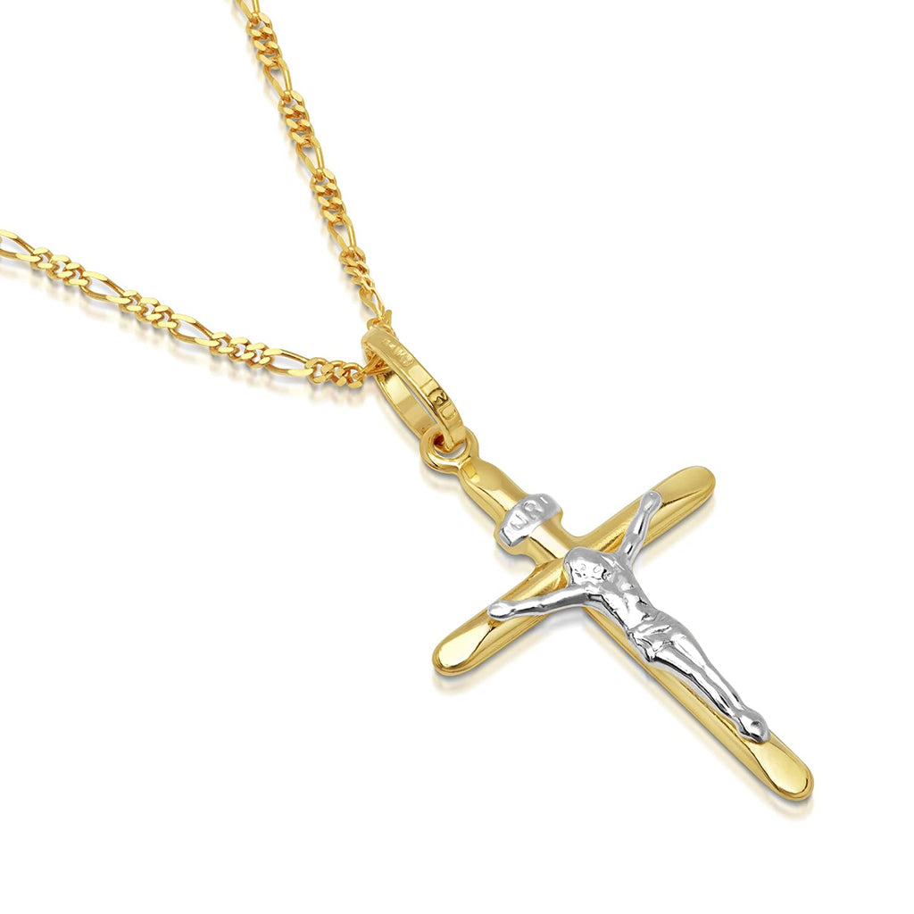 Two Tone Gold Crucifix Pendant-Sivana Diamonds