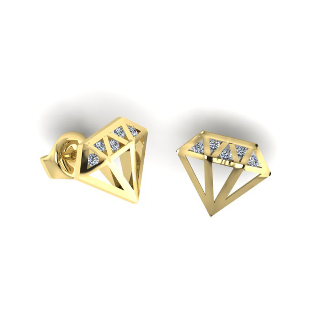 9CT GOLD DIAMONDS SHAPE SILHOUETTE FASHION STUDS SET WITH ROUND BRILLIANT DIAMONDS-Sivana Diamonds