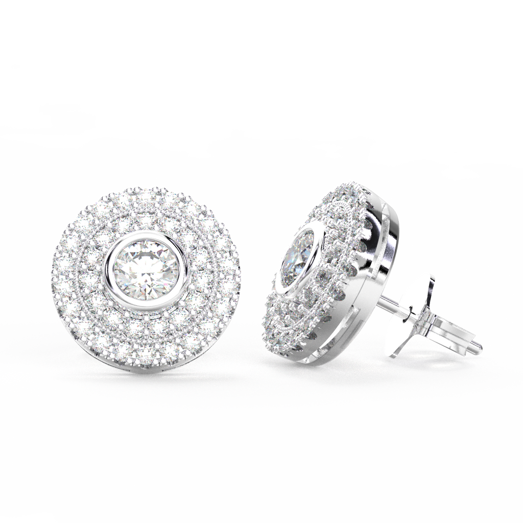 Double Halo Diamond Stud Earrings