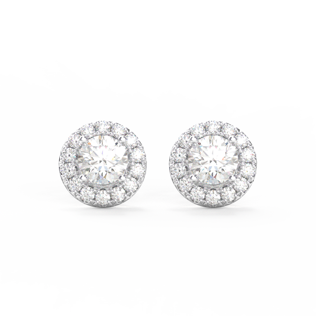 4-Claw Diamond Studs with Halo Jacket attachment Earrings --hje