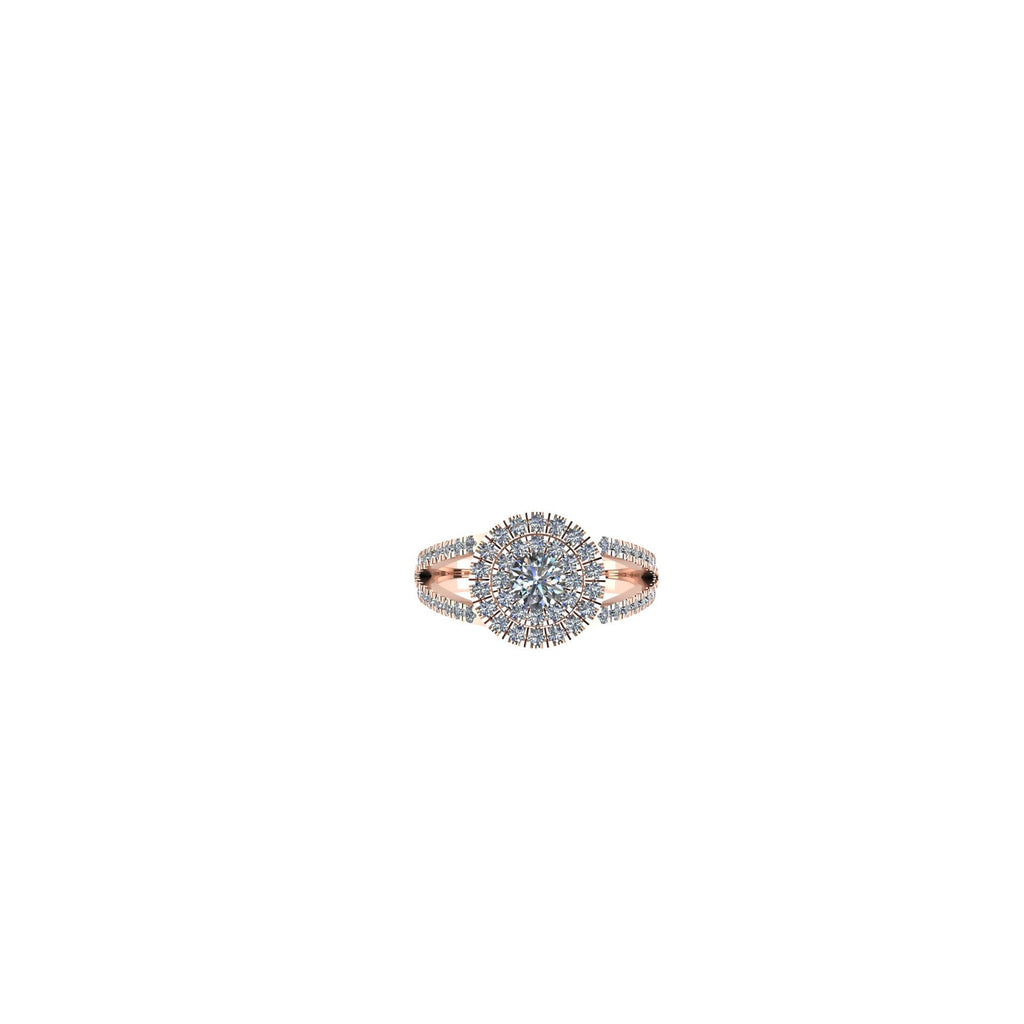 Designer Diamond Halo Ring with Diamonds running halfway down the Split Shank-Sivana Diamonds