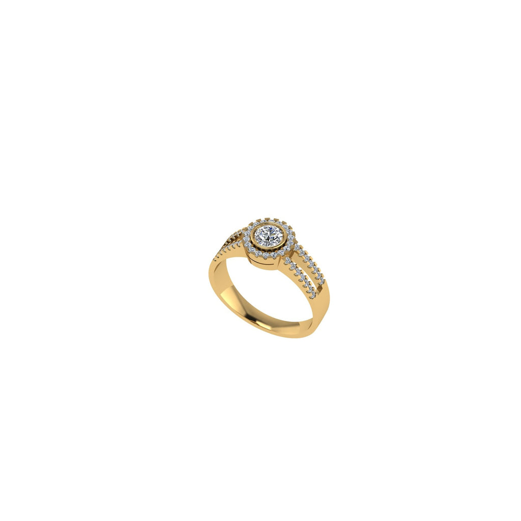 Designer Diamond Halo Ring with Diamonds running halfway down the Split Shank-Sivana Diamonds