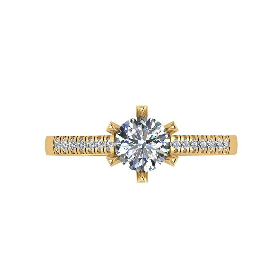 Classic Six Claw Micro Pave Engagement Ring (SF 13807)-Sivana Diamonds