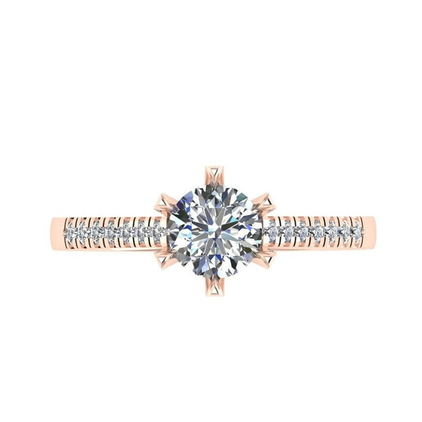 Classic Six Claw Micro Pave Engagement Ring (SF 13807)-Sivana Diamonds