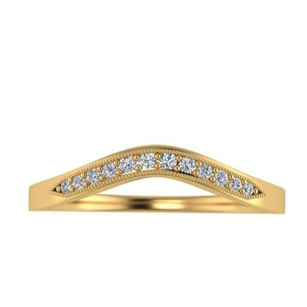 Curved Diamond Pave Half Eternity Band-Sivana Diamonds