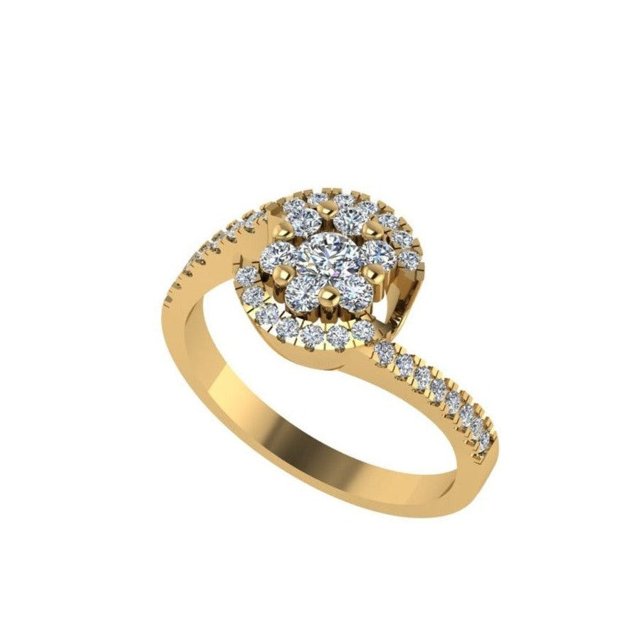 CLUSTER DIAMOND ENGAGEMENT DRESS RING WITH DIAMONDS SET ON THE BANDS-Sivana Diamonds
