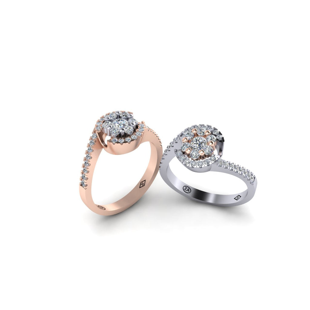 Two Tone Swirl Engagement Ring-Sivana Diamonds