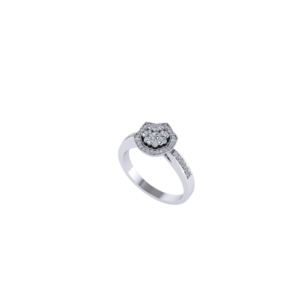 FLOWER STYLE CLUSTER DIAMOND ENGAGEMENT DRESS RING WITH SMALL DIAMONDS SET ON THE BANDS-Sivana Diamonds