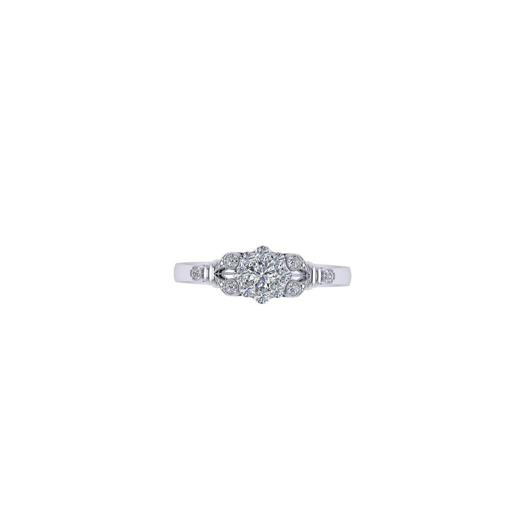 INTRICATE ANTIQUE FLOWER STYLE CLUSTERS DIAMOND ENGAGEMENT DRESS RING SET WITH SMALL DIAMONDS-Sivana Diamonds