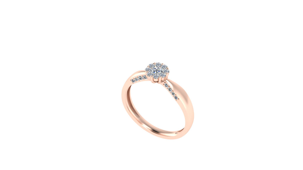 CLUSTER PETITE DIAMOND ENGAGEMENT RING (SF15525)-Sivana Diamonds