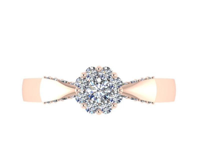 CLUSTER PETITE DIAMOND ENGAGEMENT RING (SF15525)-Sivana Diamonds