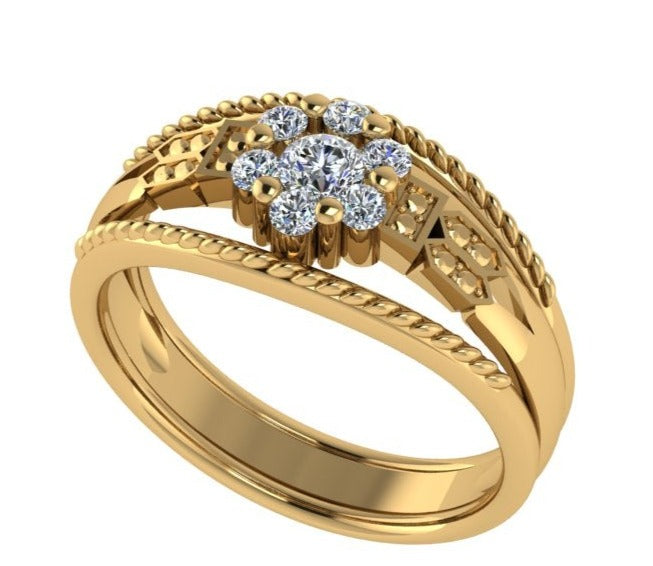 ANTIQUE STYLE WIDE DELICATE FILIGREE DIAMOND ENGAGEMENT DRESS RING-Sivana Diamonds