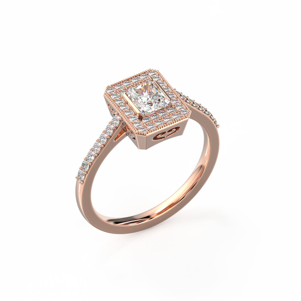 HALO PRINCESS-CUT DIAMOND ENGAGEMENT RING [SF15649]