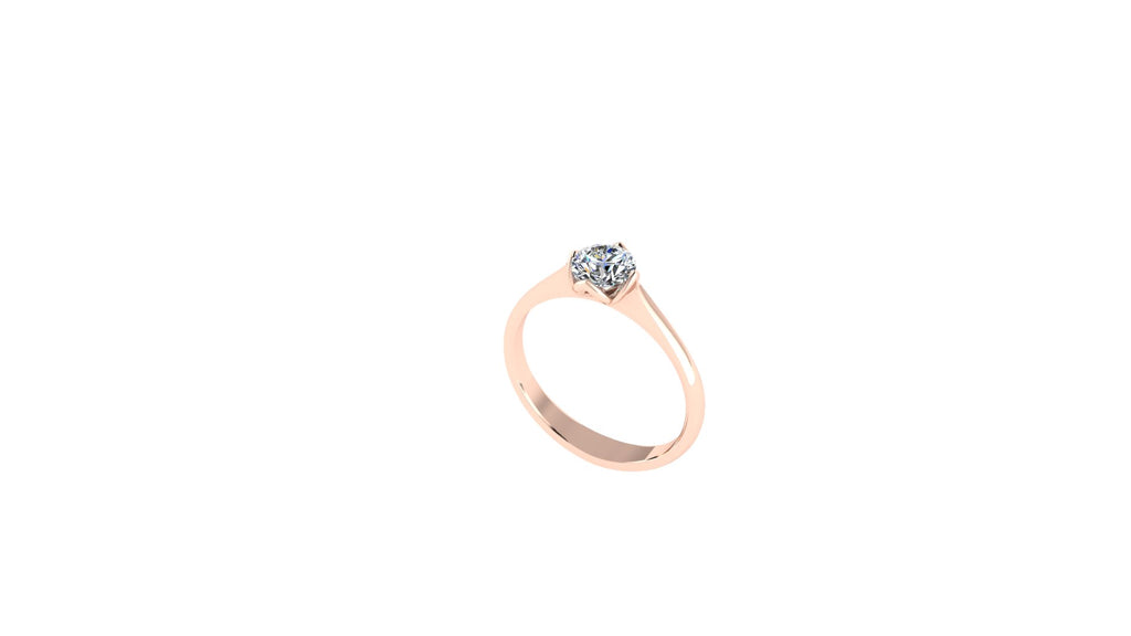 CLASSIC FOUR PETAL SOLATAIR DIAMOND ENGAGEMENT RING WITH TAPERING BAND-Sivana Diamonds