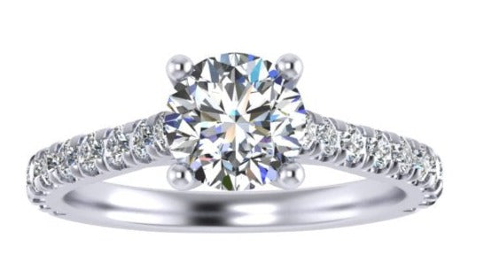 CLASSIC FOUR CLAW DIAMOND ENGAGEMENT RING SET WITH SIDE DIAMONDS-Sivana Diamonds