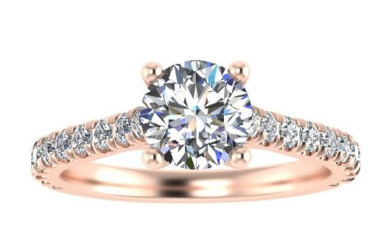 CLASSIC FOUR CLAW DIAMOND ENGAGEMENT RING SET WITH SIDE DIAMONDS-Sivana Diamonds