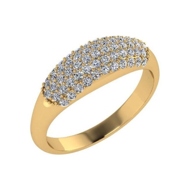 3 ROW DIAMOND DOMED PAVE DRESS RING-Sivana Diamonds