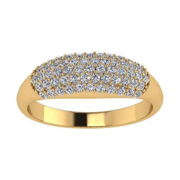 3 ROW DIAMOND DOMED PAVE DRESS RING-Sivana Diamonds