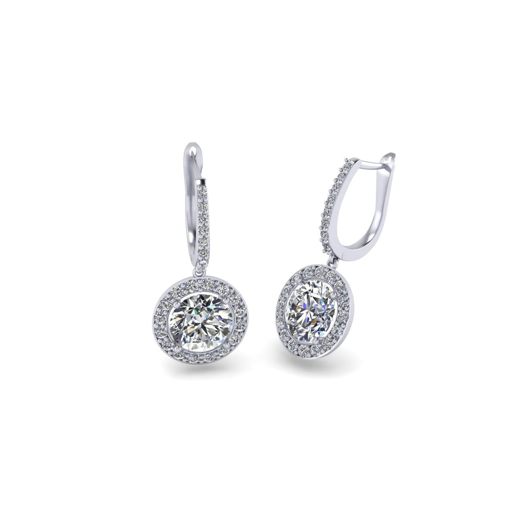 Classic Diamond Halo Huggie Earrings (SF 15800)-Sivana Diamonds