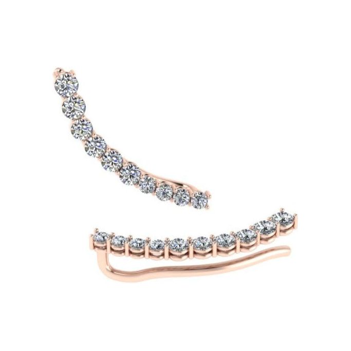 11 ROUND BRILLIANT DIAMOND EAR CUFF EARINGS-Sivana Diamonds