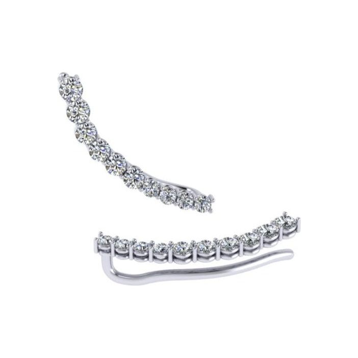 11 ROUND BRILLIANT DIAMOND EAR CUFF EARINGS-Sivana Diamonds