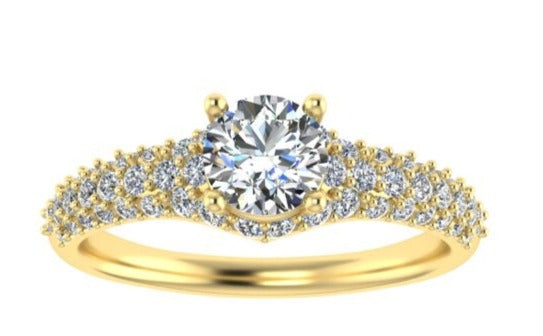 CLASSIC FOUR CLAW DIAMOND ENGAGEMENT RING SET WITH ROUND BRILLIANT DIAMONDS-Sivana Diamonds