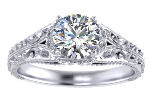 CLASSIC FOUR CLAW ROYALTY DIAMOND ENGAGEMENT RING WITH FINE DETAIL-Sivana Diamonds