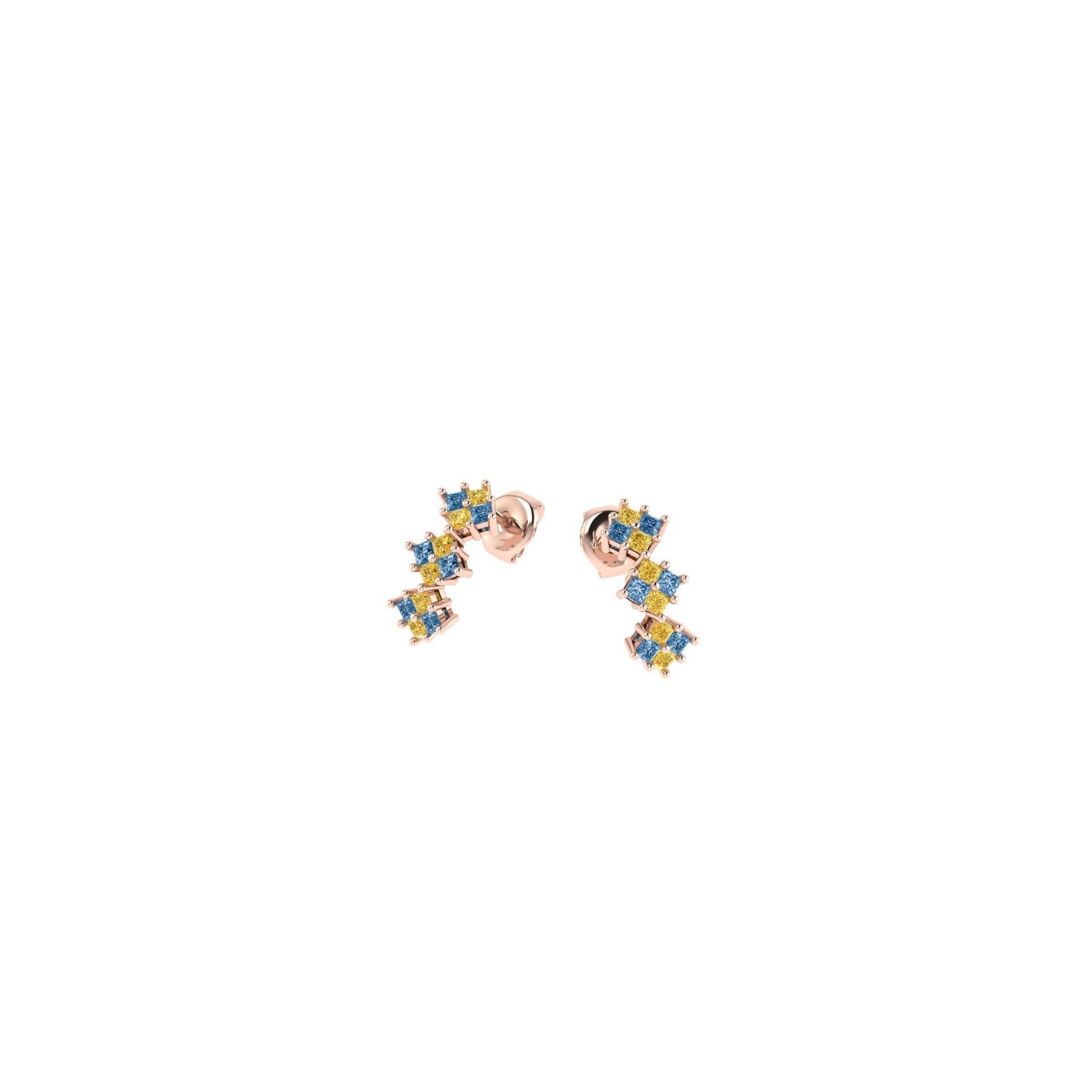 Diamond Checkerboard Drop Earrings-Sivana Diamonds