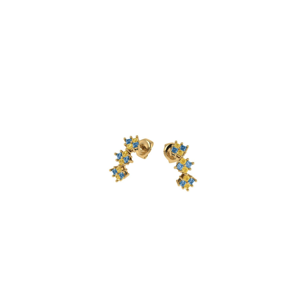 Diamond Checkerboard Drop Earrings-Sivana Diamonds