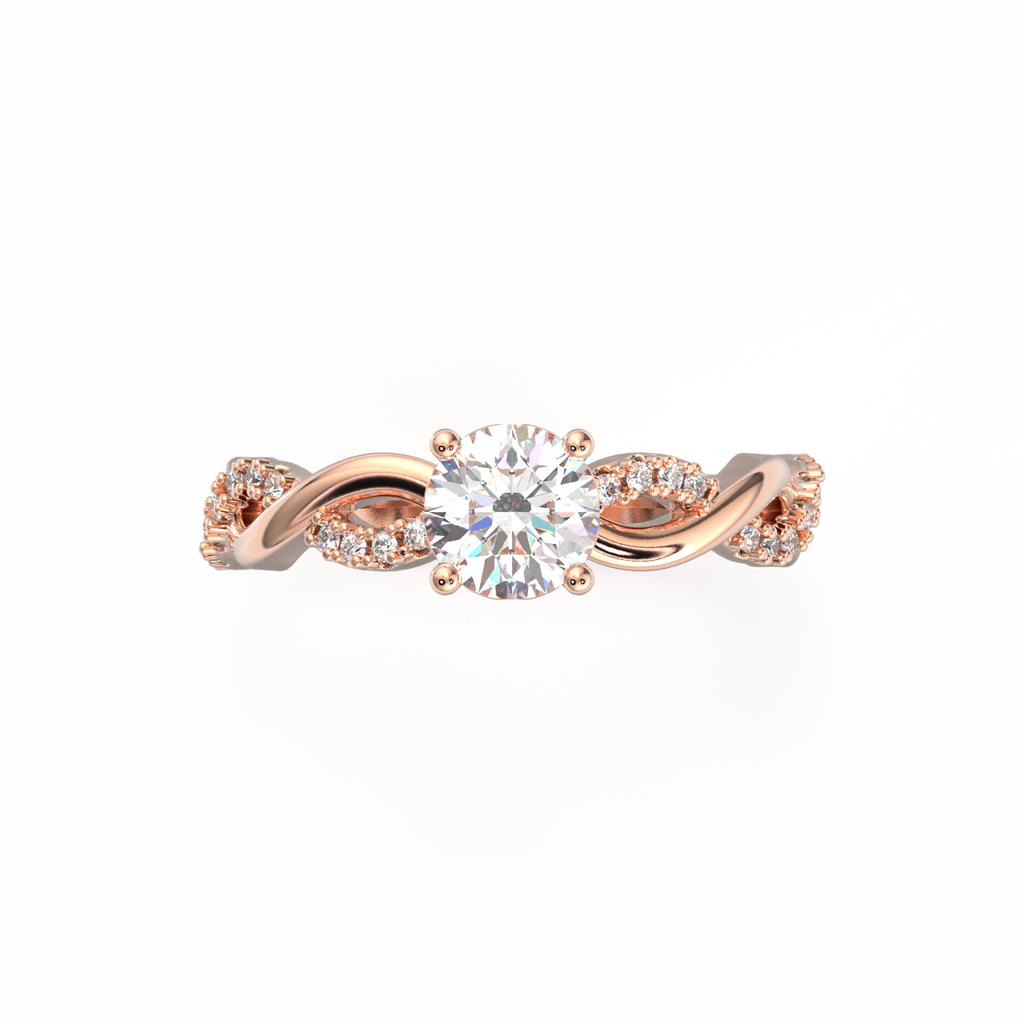 Twisted Diamond Side-stone Engagement Ring [SF17127B]