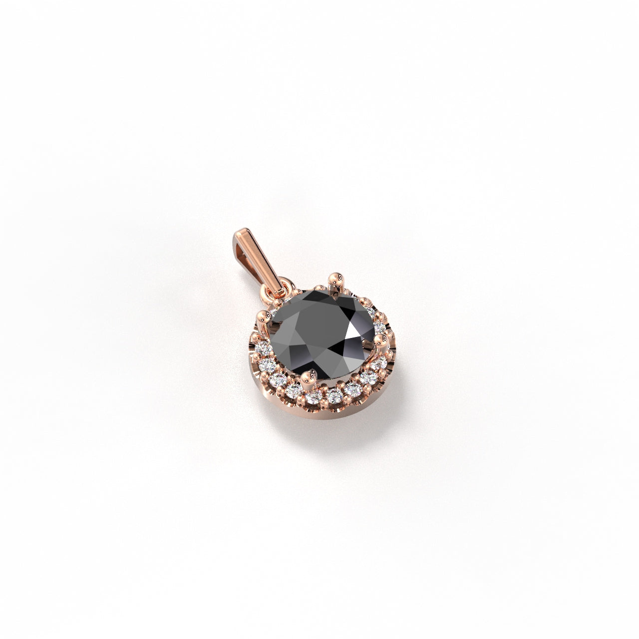Black Diamond Halo Pendant