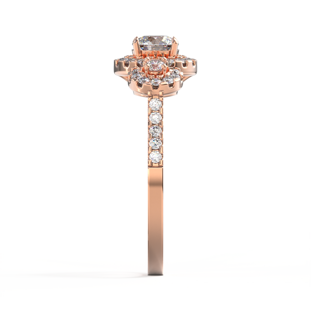 HALO 3-STONE DIAMOND RING-Sivana Diamonds